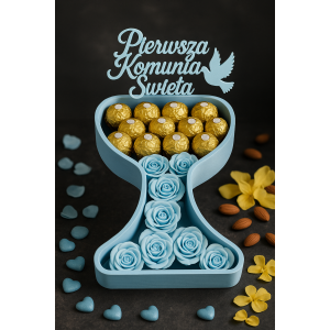 Box kielich 3D pudełko na słodycze prezent religijny Komunia Chrzest gift - zdjęcie 5